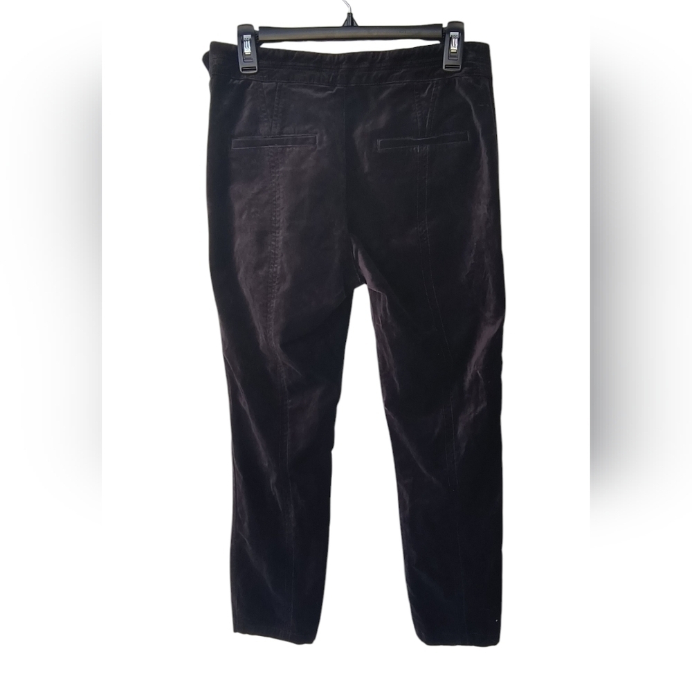 Anthropologie Essential Slim Stylish Black Velvet Velour Pants, 6 - Picture 3 of 10